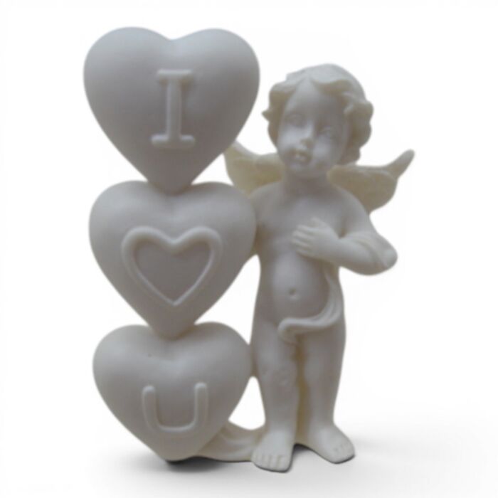 Figurka w kształcie cherubinka z sercami I Heart U