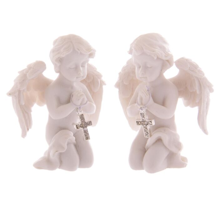 Figurka - Modlący się Cherubin z krzyżem