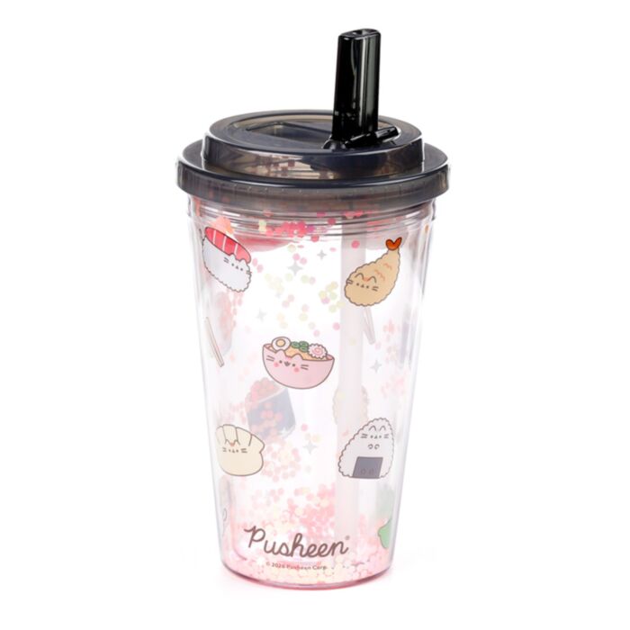 Kubek z podwójnymi ściankami i składaną słomką Pusheen Sushi Club
