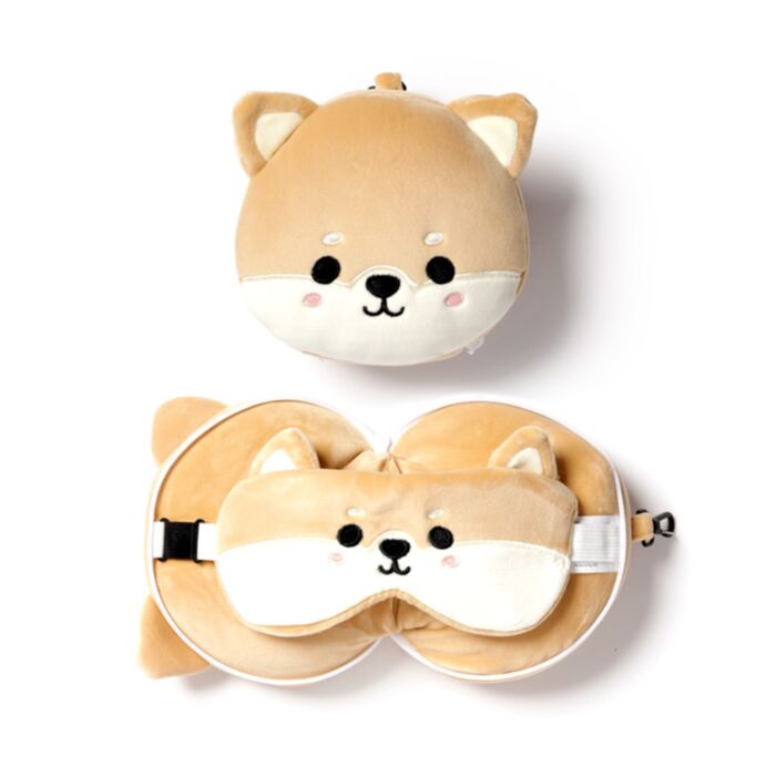 Poduszka podróżna Relaxeazzz z maską na oczy Shiba