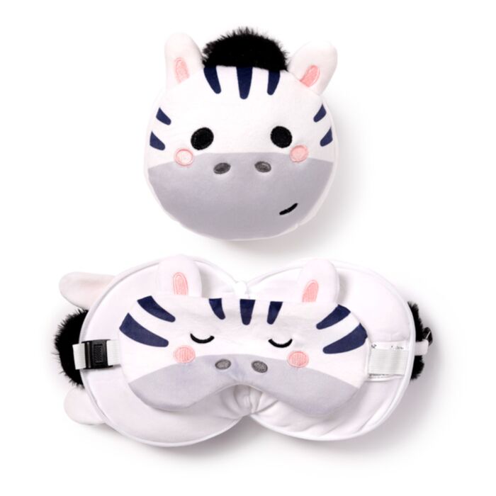 Poduszka podróżna Relaxeazzz z maską na oczy zebra Adoramals