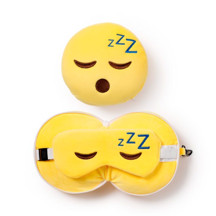 Poduszka podróżna Relaxeazzz z maską na oczy spiąca emotka