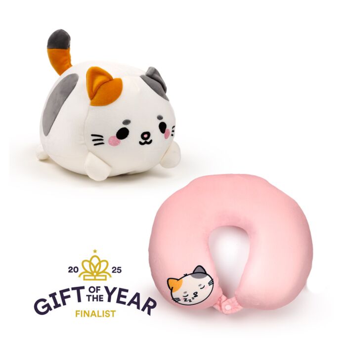 Poduszka podróżna i pluszowa zabawka Swapseazzz 2 w 1  -Kot Lola  Adoramals