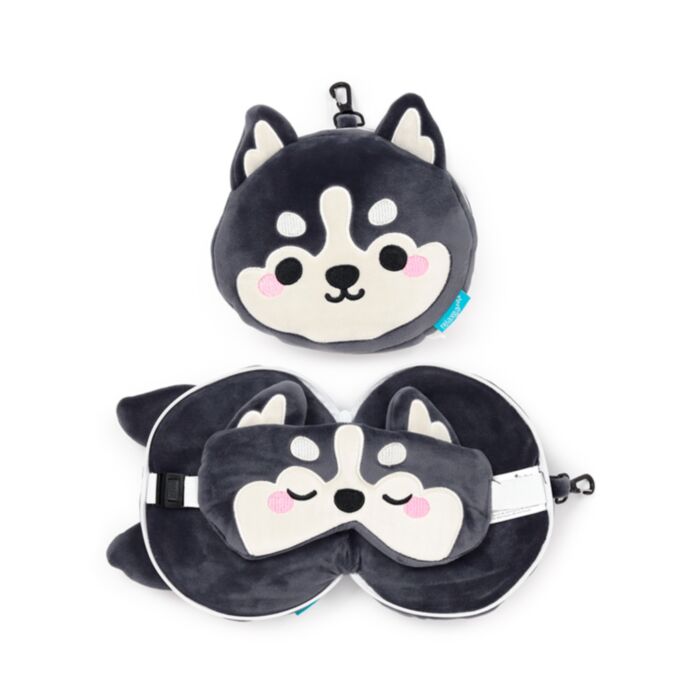 Poduszka podróżna Relaxeazzz z maską na oczy husky