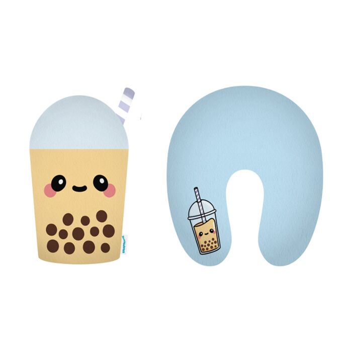 Poduszka podróżna i pluszowa zabawka 2 w 1  - Bubble Tea - Swapseazzz Foodiemals