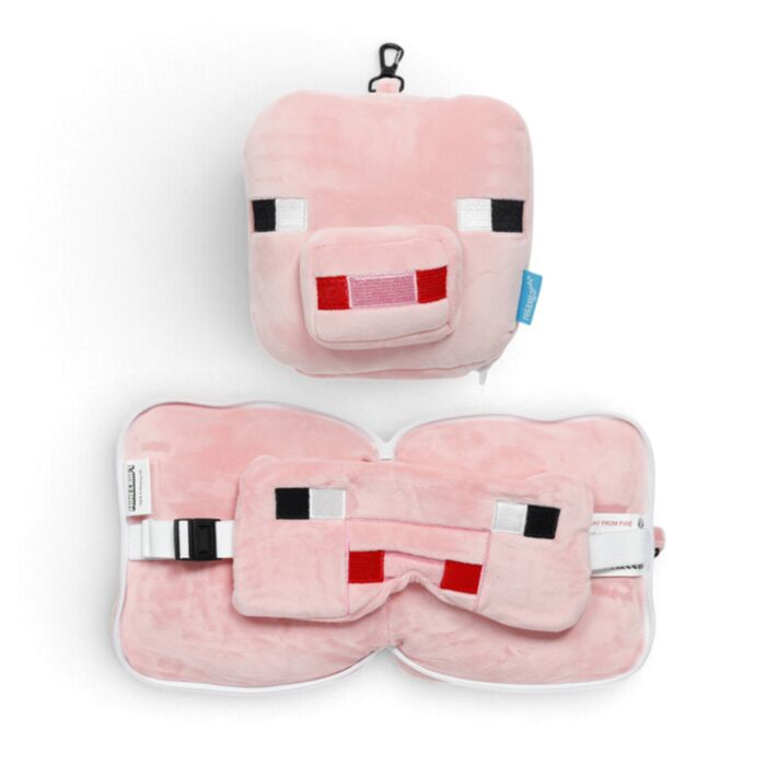 Poduszka podróżna Relaxeazzz z maską na oczy Minecraft Świnia