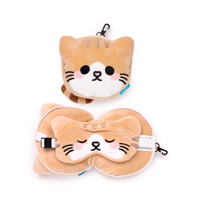 Poduszka podróżna Relaxeazzz z maską na oczy kot Scottish Fold