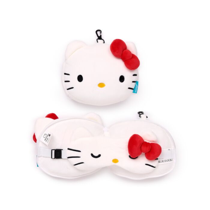 Poduszka podróżna Relaxeazzz z maską na oczy Hello Kitty