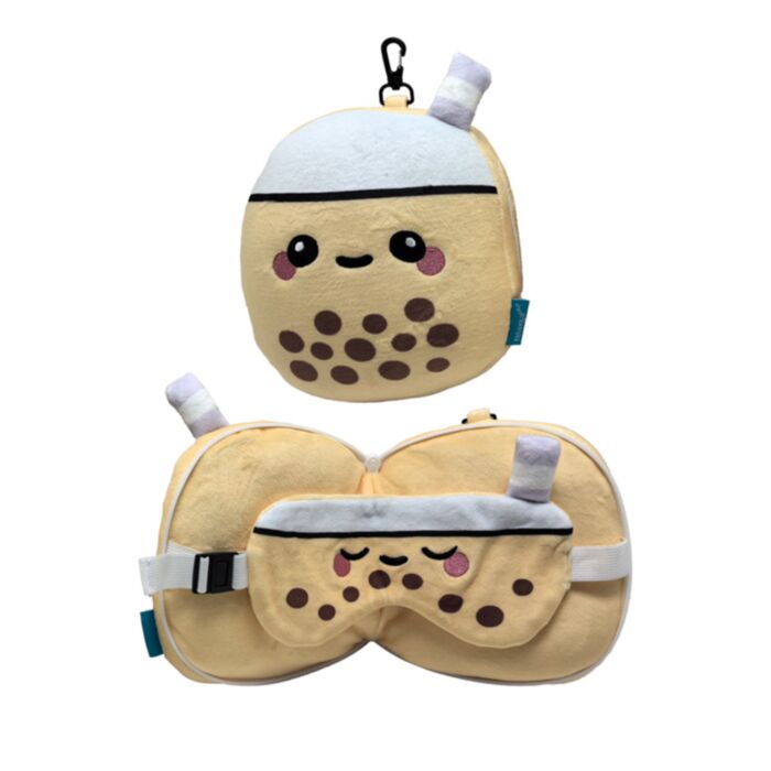 Poduszka podróżna Relaxeazzz z maską na oczy bubble tea Foodiemals