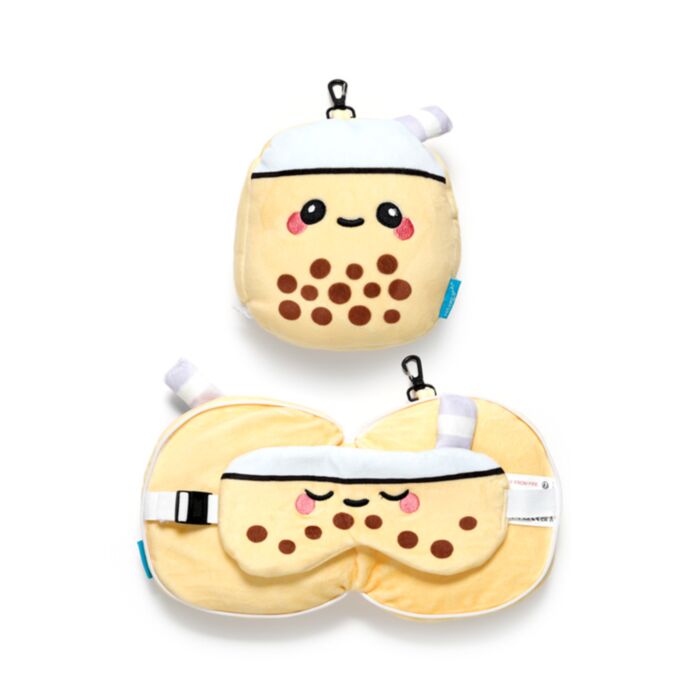 Poduszka podróżna Relaxeazzz z maską na oczy bubble tea Foodiemals