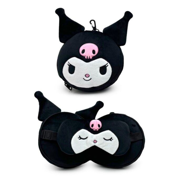 Poduszka podróżna Relaxeazzz z maską na oczy Kuromi Hello Kitty