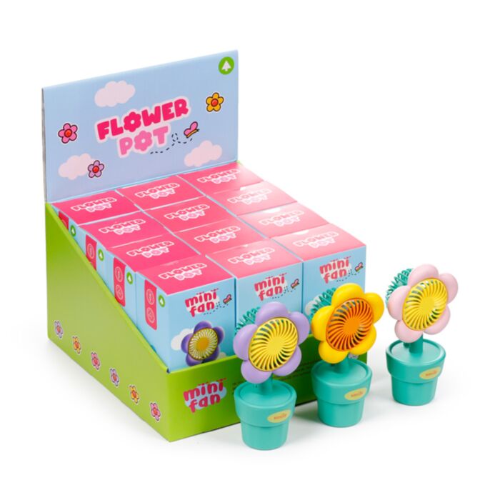 Mini wiatraczek na USB w kształcie doniczki z kwiatkiem