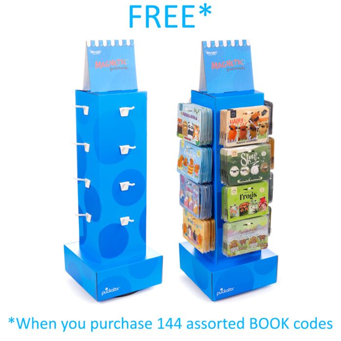 Ekspozytor obrotowy z 16 haczykami na zakładki do książek