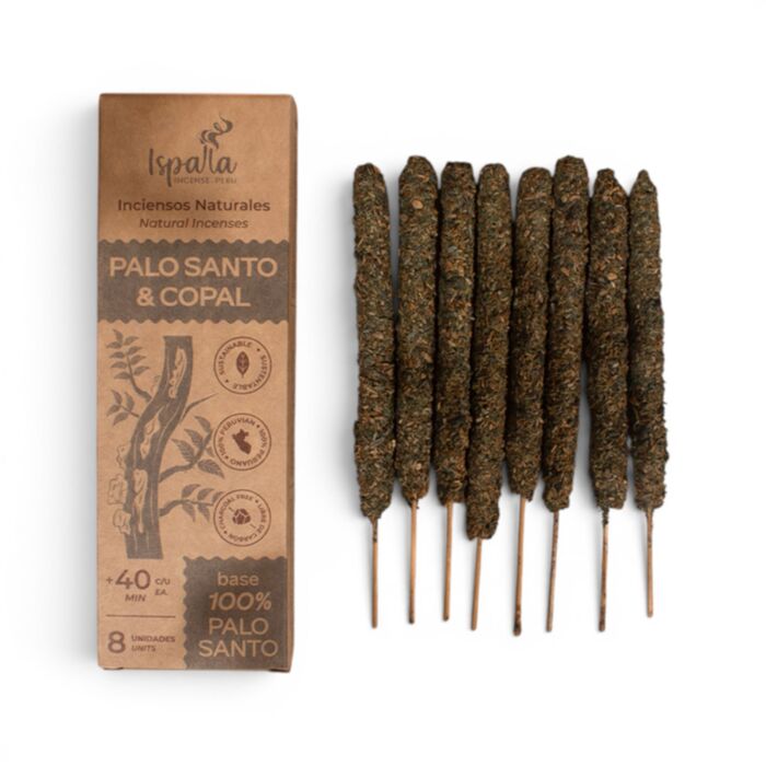 Kadzidełka patyczki Ispalla Peruvian grube o zapachu Palo Santo & Kopal (8 sztuk)