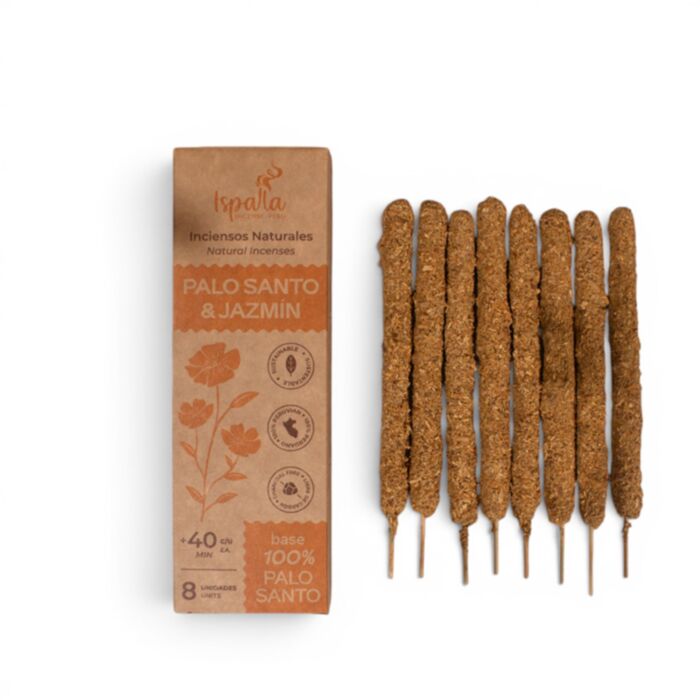 Kadzidełka patyczki Ispalla Peruvian grube o zapachu Palo Santo & Jaśmin (8 sztuk)