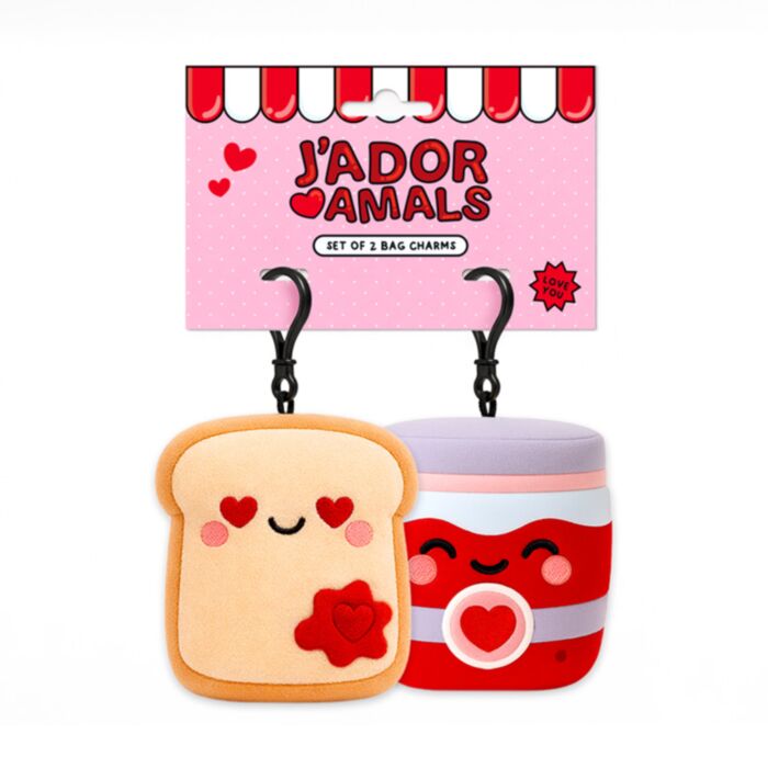 Zestaw 2 pluszowych mini breloków w kształcie tosta i dżemu Squidglys J'Adoramals
