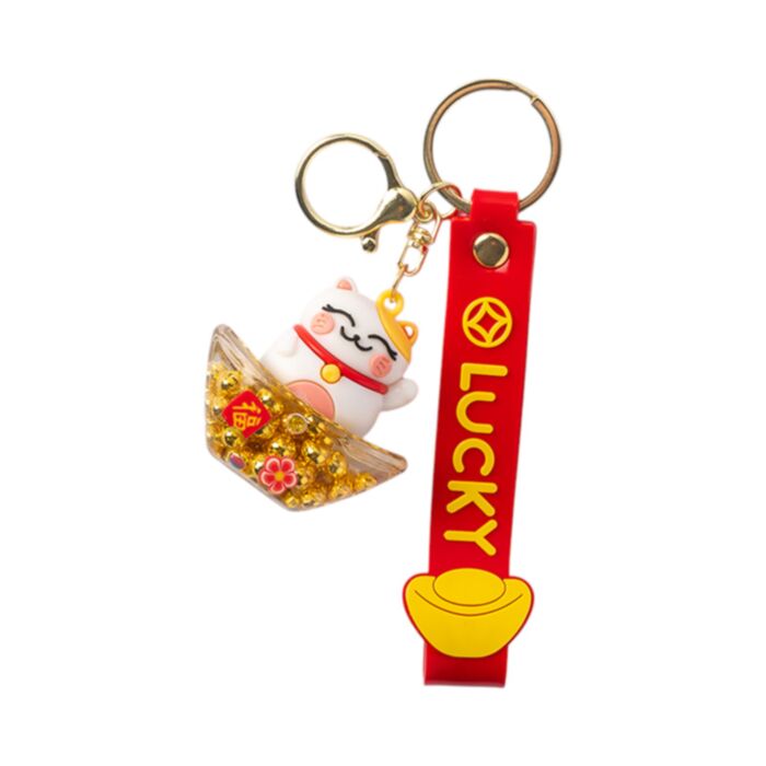Brelok do torebki z PVC QuirKeys w kształcie Maneki Neko Lucky Cat