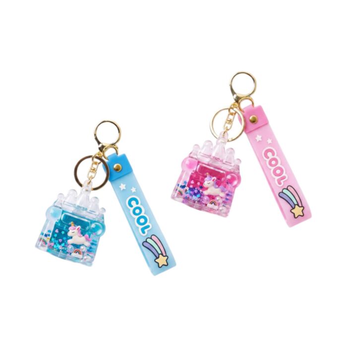 Brelok do torebki z PVC QuirKeys w kształcie zamku jednorożca