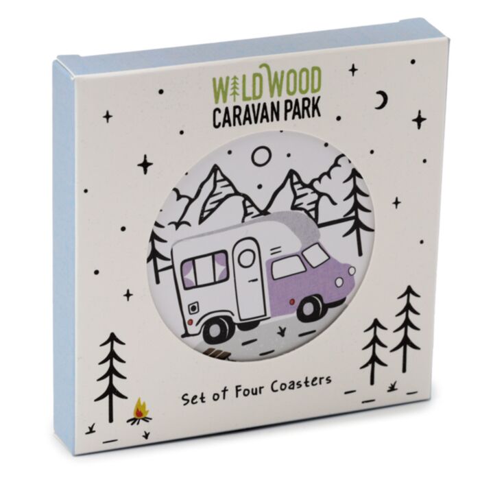 Zestaw 4 podkładek pod kubek z motywem Wildwood Caravan