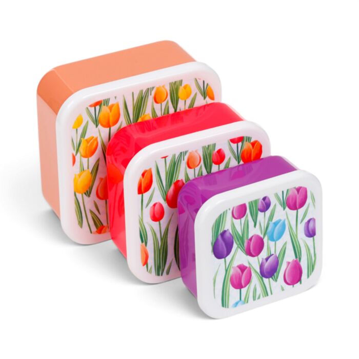 Zestaw 3 pudełek na lunch z motywem tulipanów (M/L/XL)