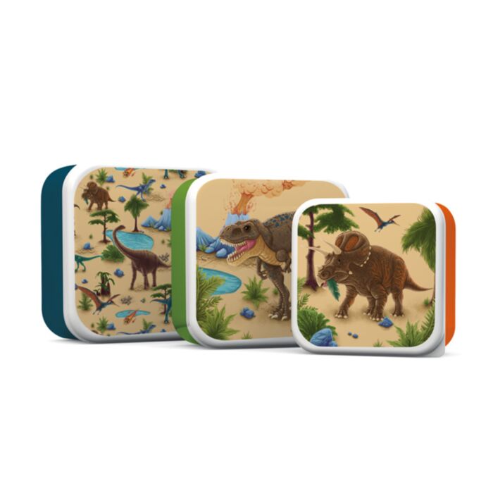 Zestaw 3 pudełek na lunch z motywem dinozaurów (S/M/L)