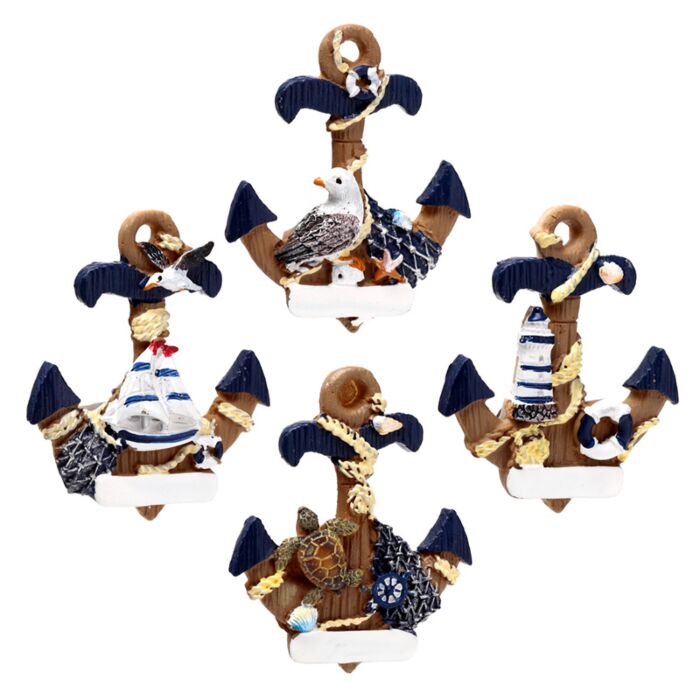 Magnes ręcznie malowany - Kotwica Morska