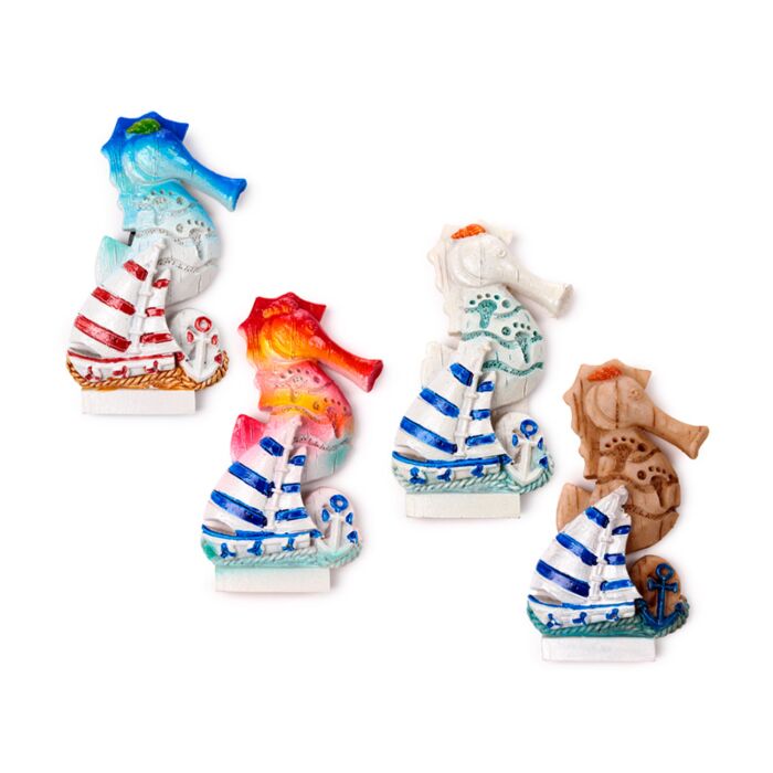 Magnes pamiątkowy - Konik morski z żaglówkami