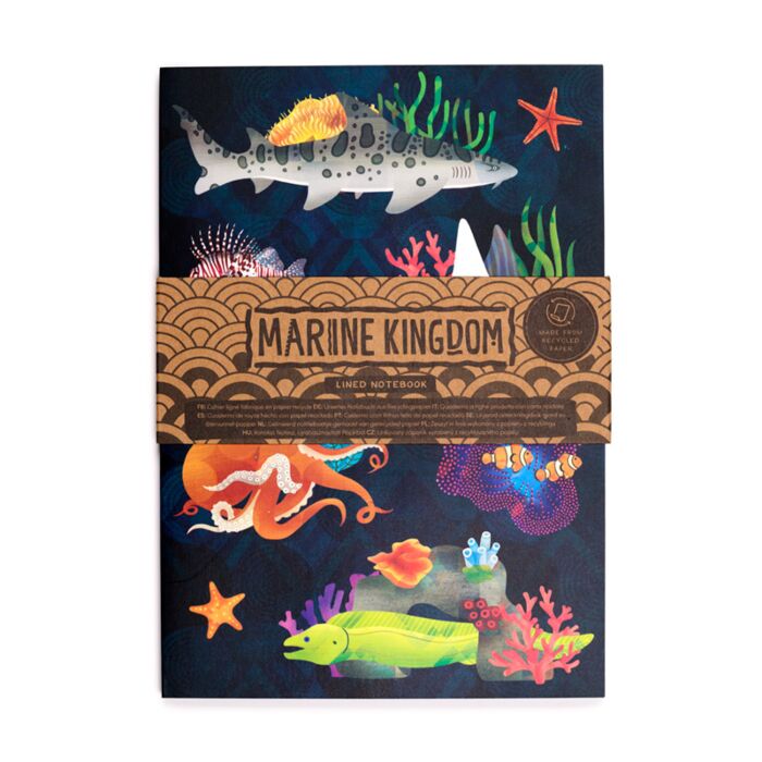 Notatnik w linie w formacie A5 z papieru makulaturowego - Marine Kingdom