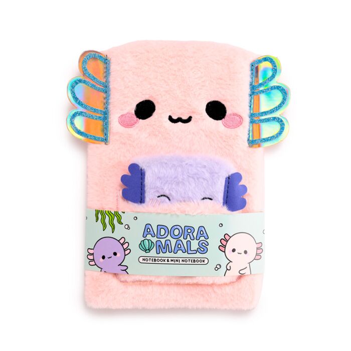 Pluszowy notatnik z etui i mininotatnikiem - Maddie the Axolotl - Adoramals