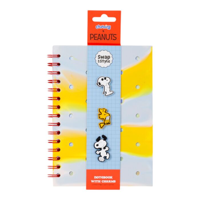 Silikonowy notatnik A5 Peanuts Snoopy & Woodstock z zawieszkami