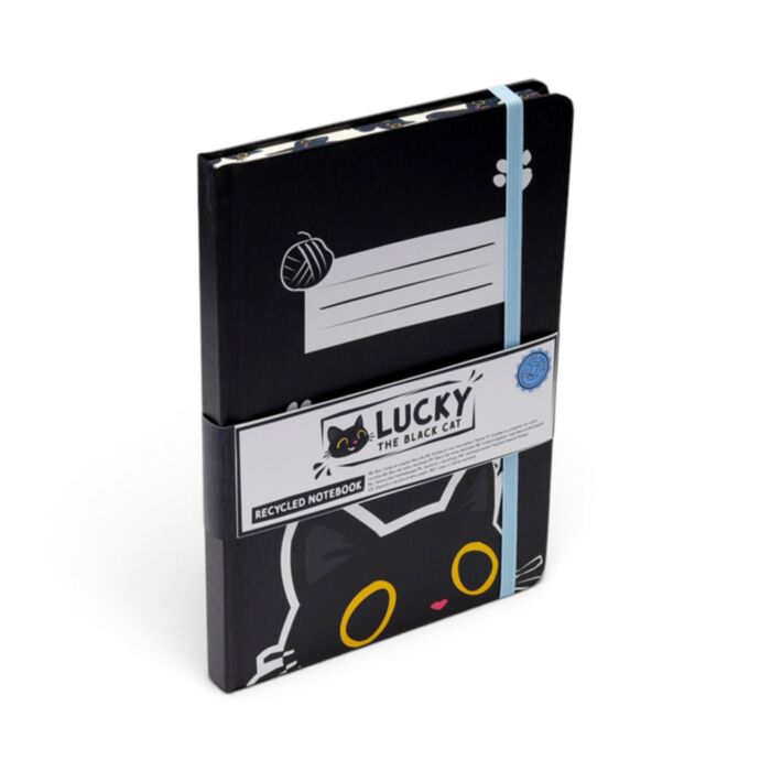 Notatnik A5 z papieru z recyklingu z Lucky the Black Cat