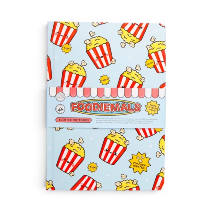 Notatnik A5 o zapachu popcornu z motywem Foodiemals