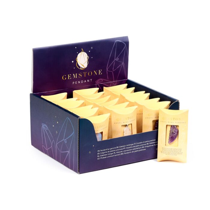 Wisiorek z kamieniem uzdrawiającym w kształcie skrzydła anioła