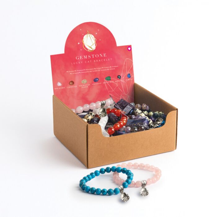 Bransoletka z okrągłych kamieni szlachetnych z zawieszką