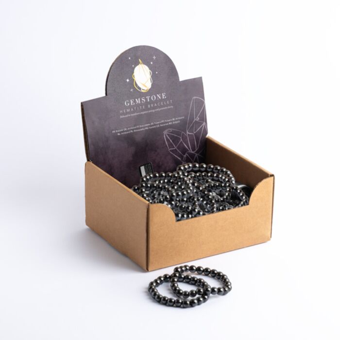 Bransoletka z okągłych koralików z hematytu