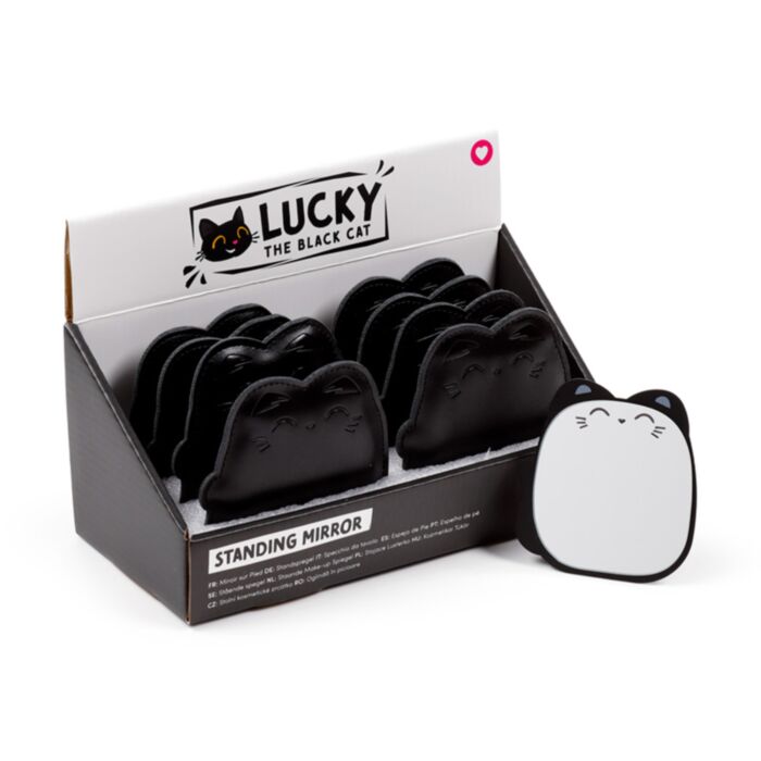 Mini stojące lusterko kompaktowe z motywem Lucky the Black Cat