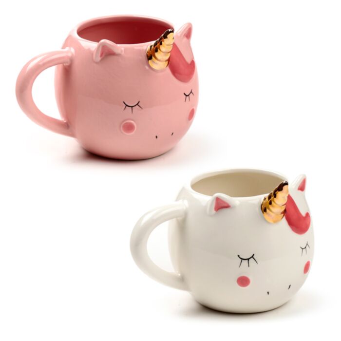 Kubek ceramiczny z uchwytem w kształcie jednorożca