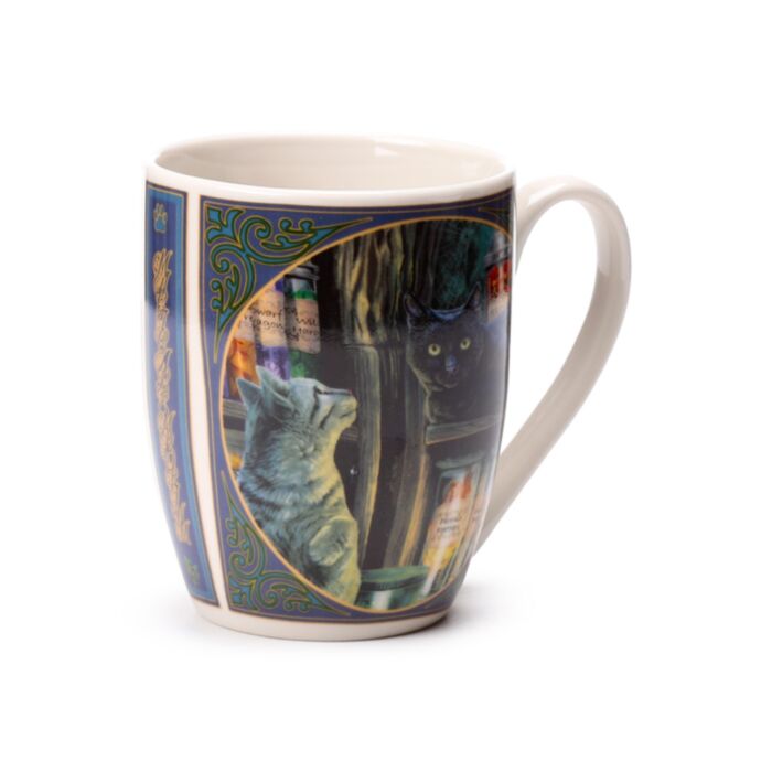 Kubek porcelanowy - Czarny Kot obserwator - Lisa Parker