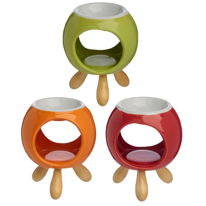Kominek - podgrzewacz do olejków ceramiczny na drewnianych nóżkach "Eden" - różne kolory