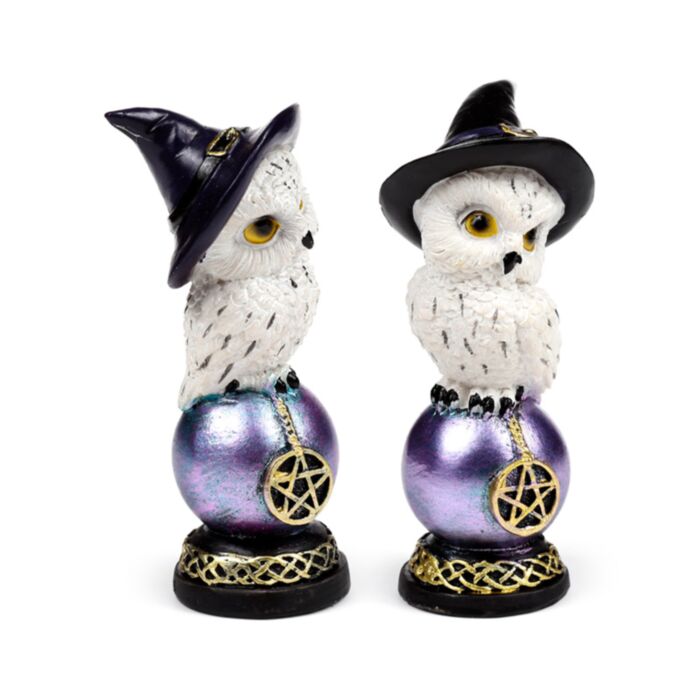 Figurka - Mądra stara magiczna sowa na opalizującej kuli