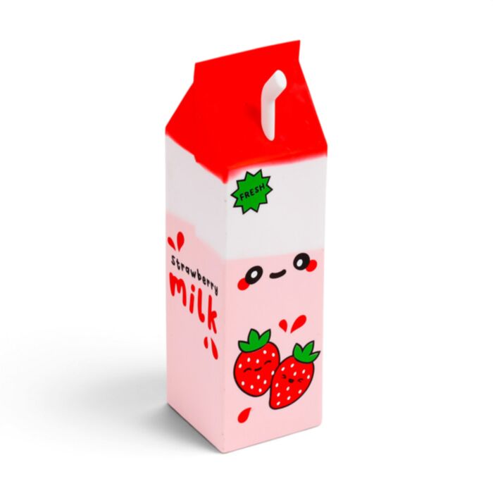 Piórnik silikonowy w kształcie kartonu mleka truskawkowego Foodiemals