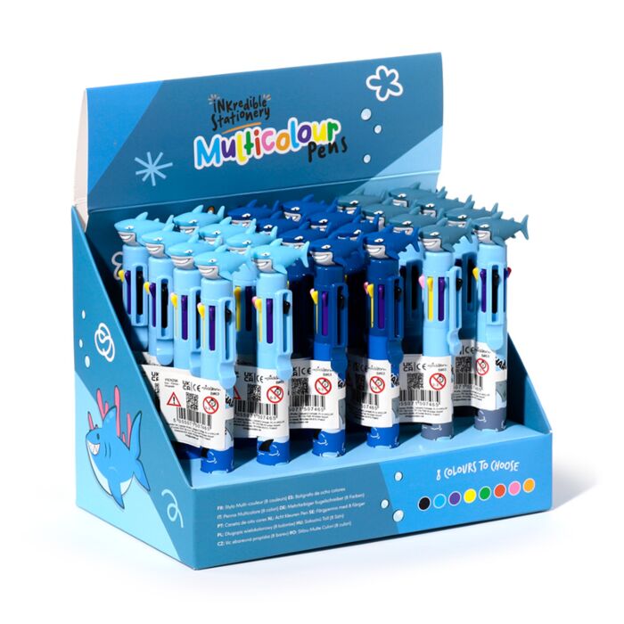 Długopis wielokolorowy (8 różnych kolorów wkładów) - Rekin z toperem