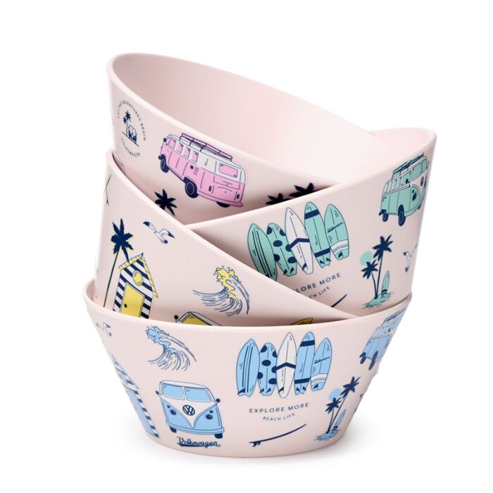 Miski piknikowe plastikowe z recyklingu - zestaw 4-Volkswagen Camper Bus