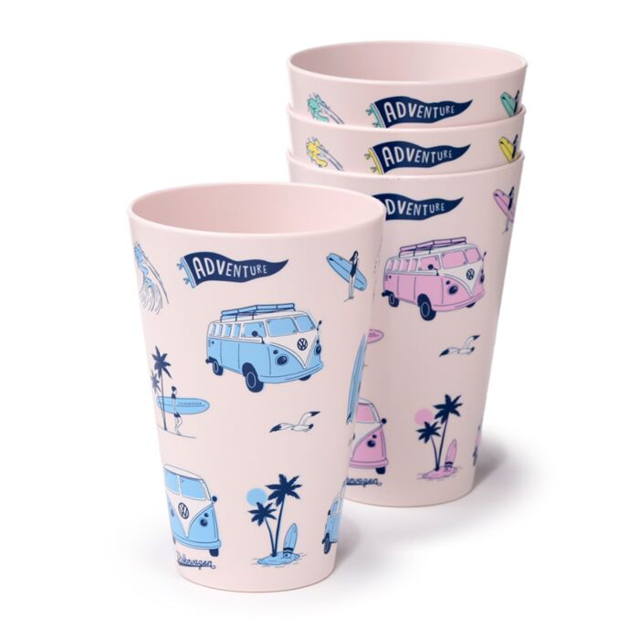Kubki piknikowe 450ml plastikowe z recyklingu zestaw 4 – Volkswagen-Explore More