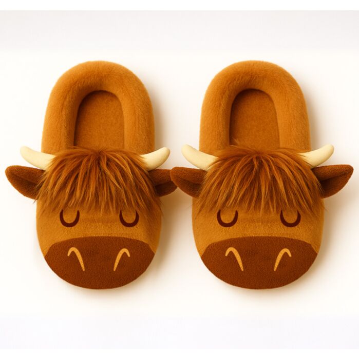 Pluszowe wsuwane kapacie w rozmiarze EU39-41/UK6-8 Highland Coo Cow
