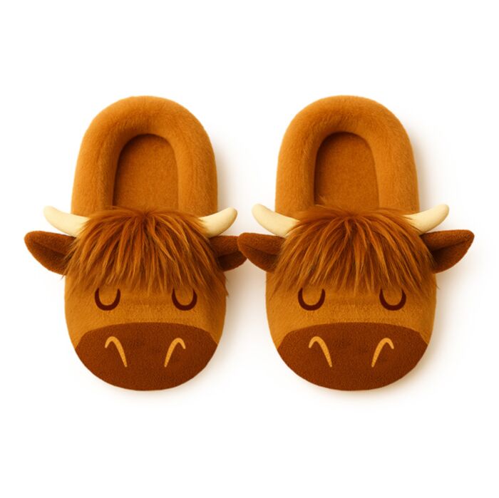 Pluszowe wsuwane kapacie w rozmiarze EU36-38/UK3-5 Highland Coo Cow