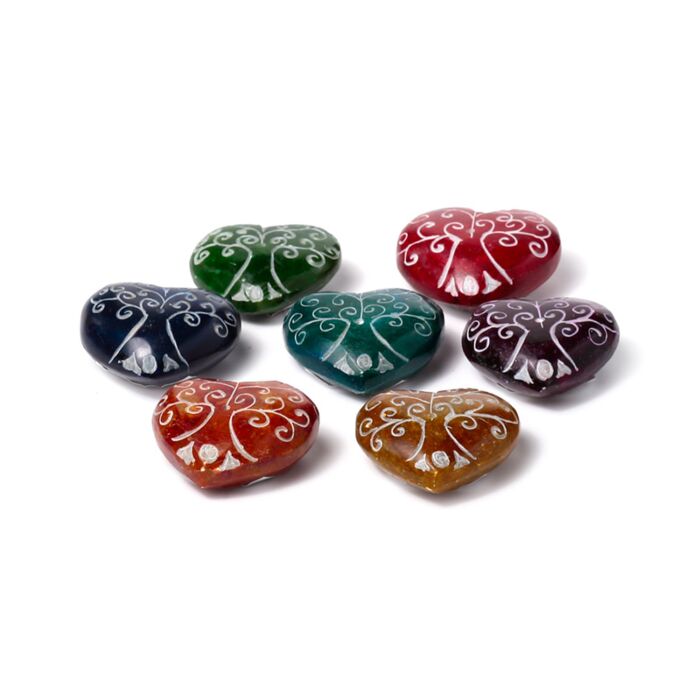 Popielnica na kadzidla rzeźbione steatytowe serce czakry Drzewo życia Palnik - Ashcatcher