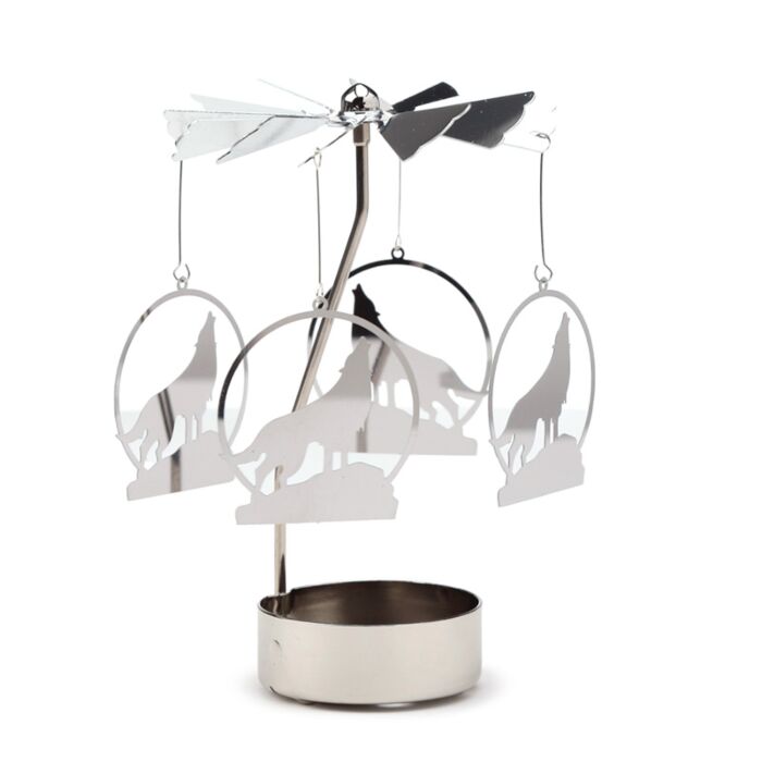 Świecznik obrotowy na podgrzewacze– wyjący wilk