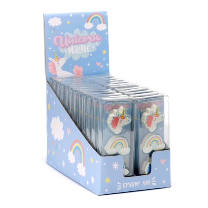 Zestaw 3 gumek do wycierania Unicorn Magic ' magiczny jednorożec' 