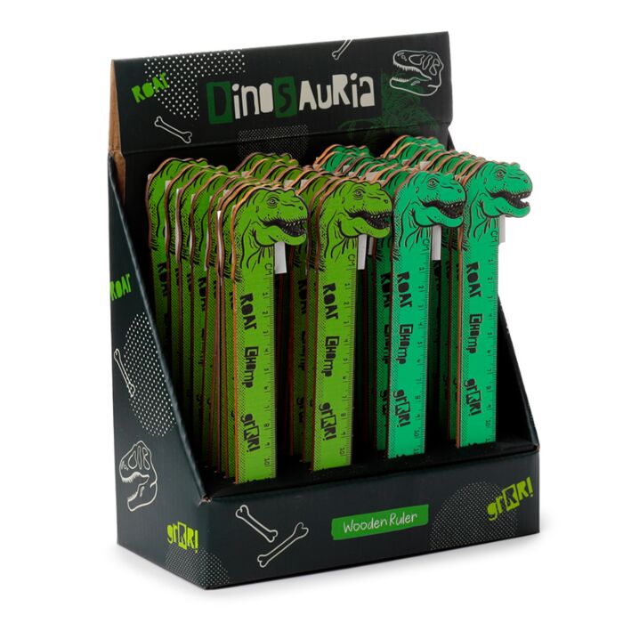 Linijka drewniana 15cm - Dinozaur